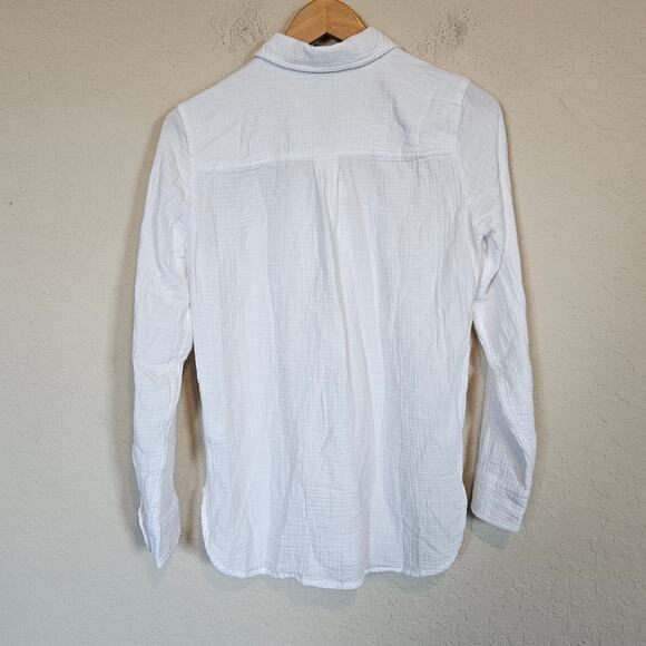 J Crew Factory Gauze Cotton Button Front Top Blouse Women's Size XXS Summer - Picture 3 of 9